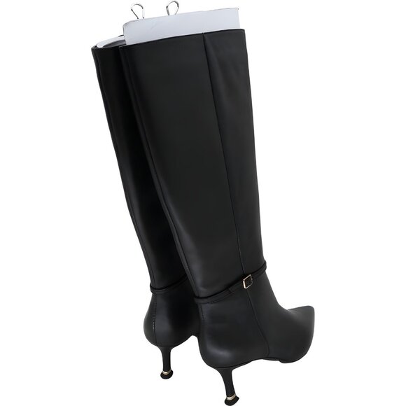 Kenneth Cole Utah pointed toe knee-high leather boots black stiletto 7 - Picture 3 of 6